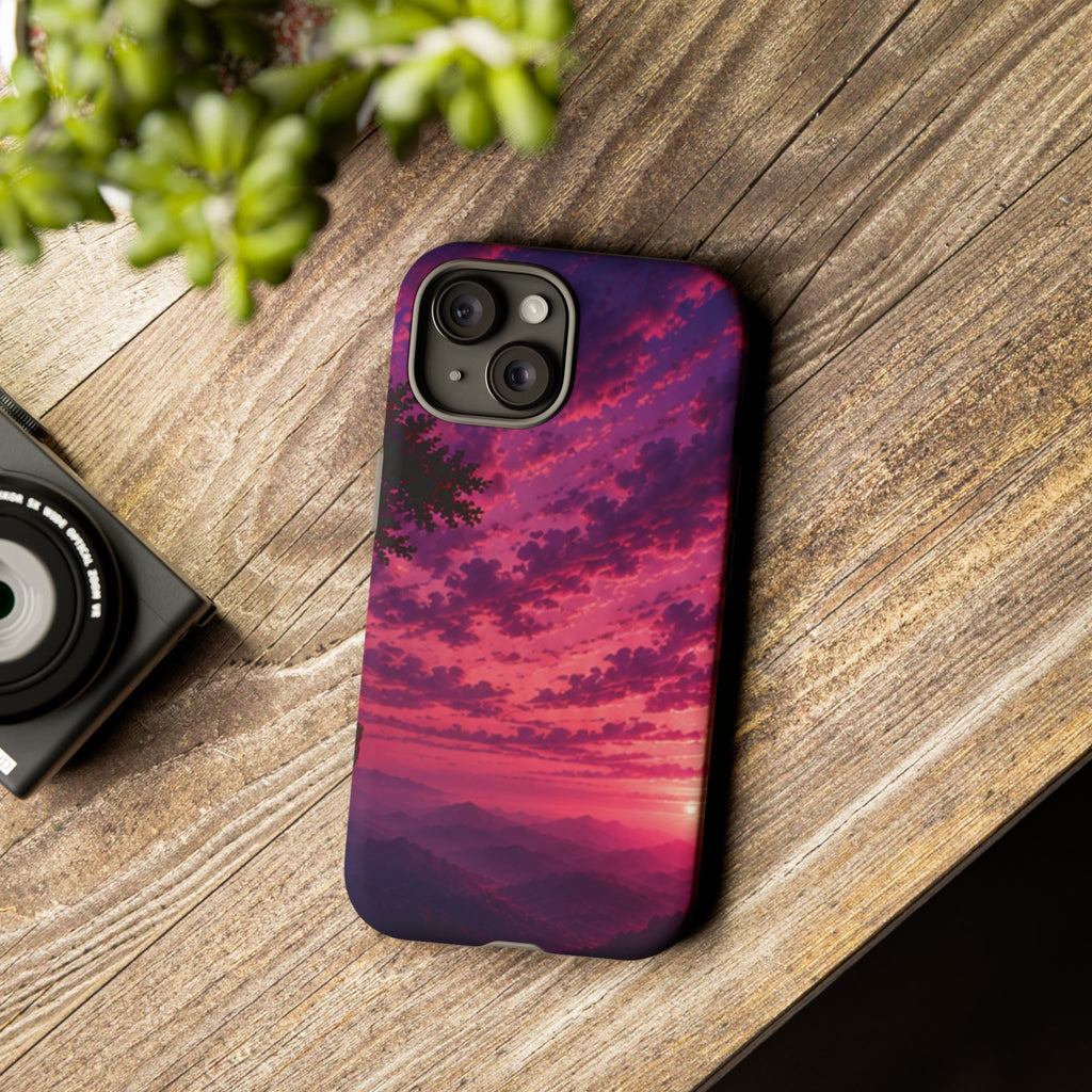 Sunset Mountain Phone Case — Purple Pink Scenic Tough Case
