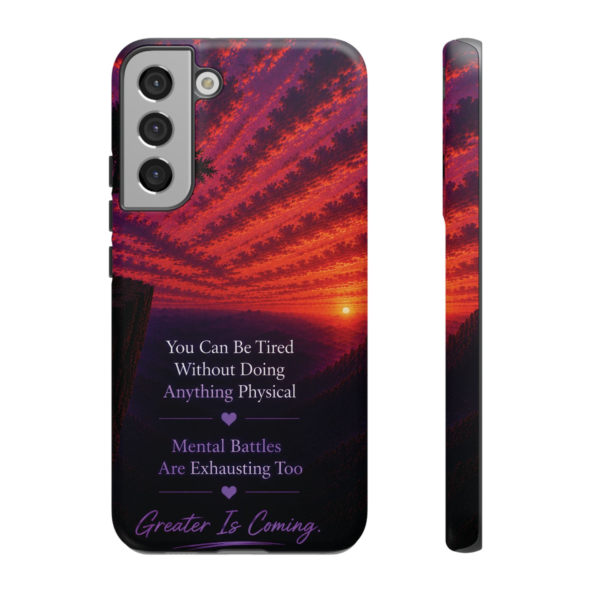 Phone Case — "Greater Is Coming" Inspirational Sunset Design