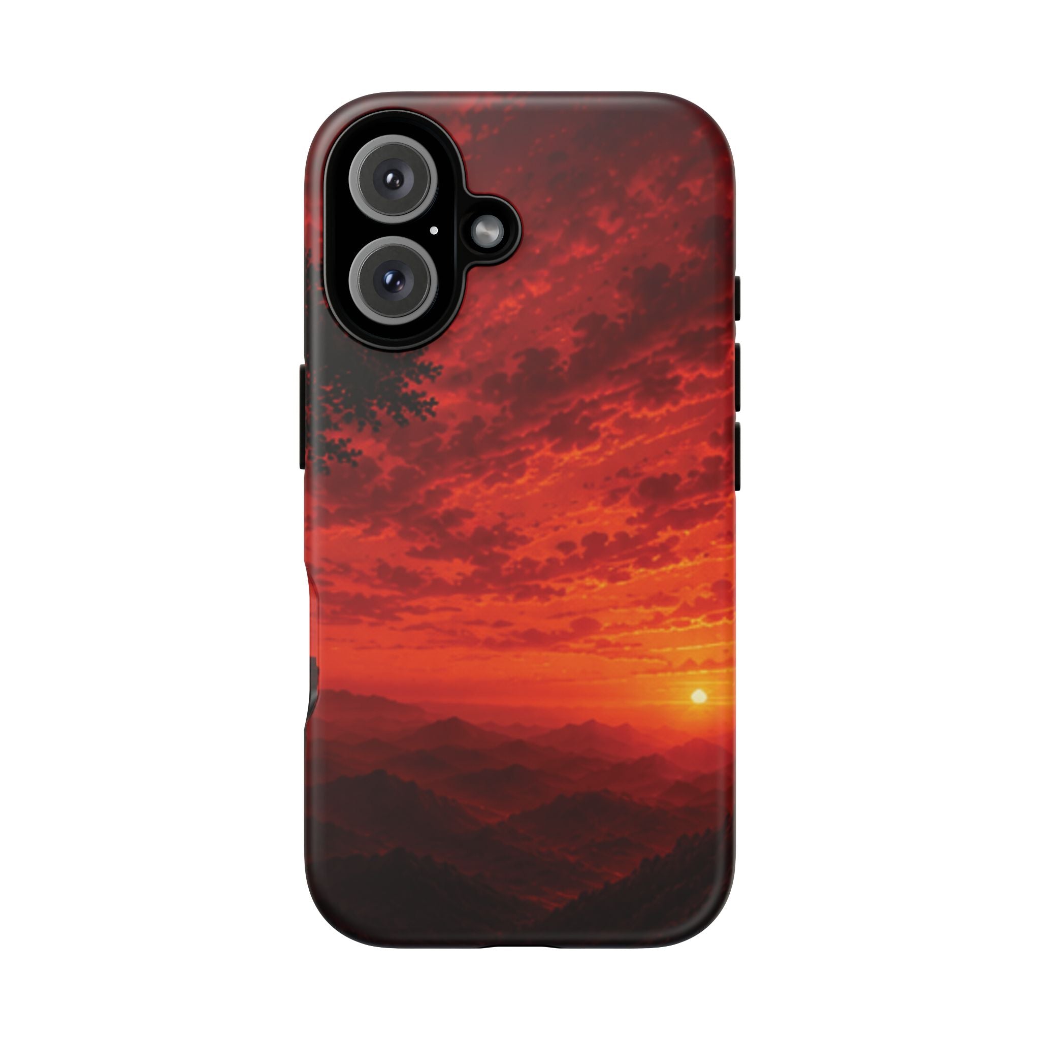 Sunset Mountain Tough Phone Case — Red Horizon Landscape Protective Case