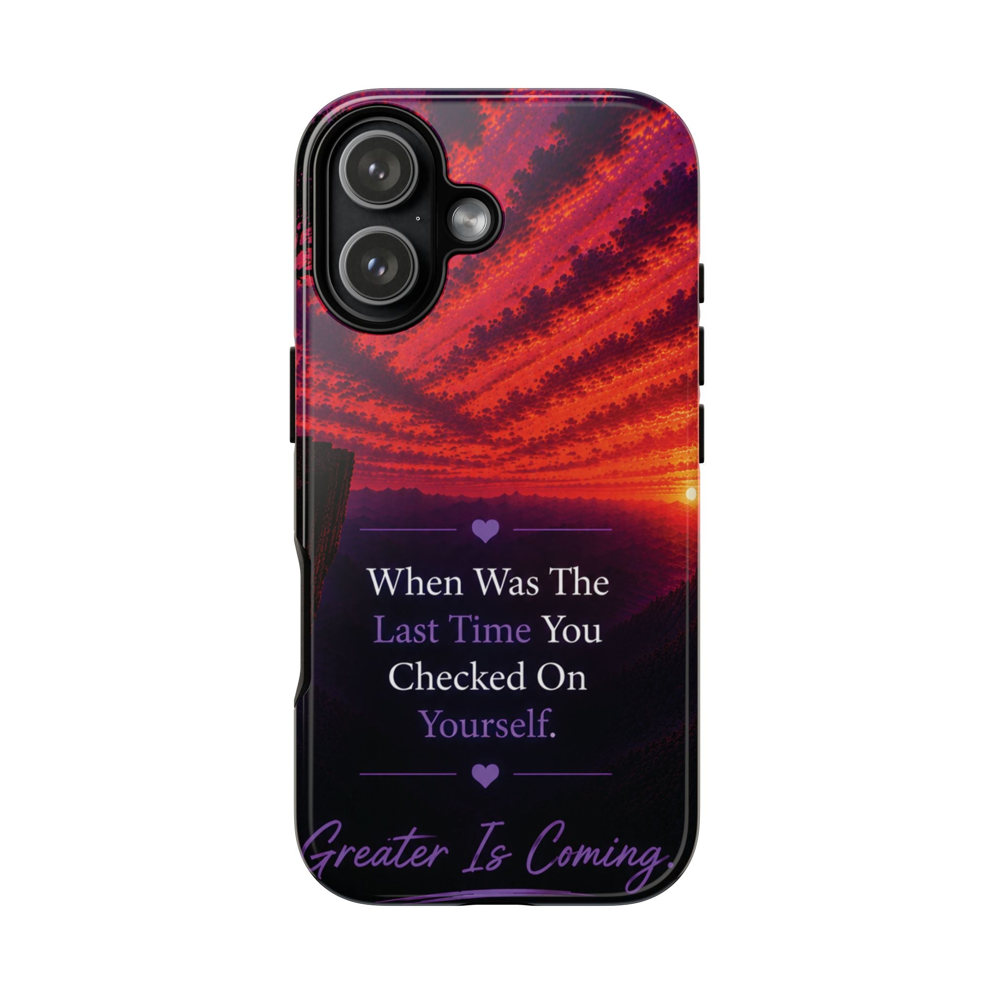 Inspirational Phone Case - "When Was The Last Time You Checked On Yourself?" Sunset Self-Care Quote