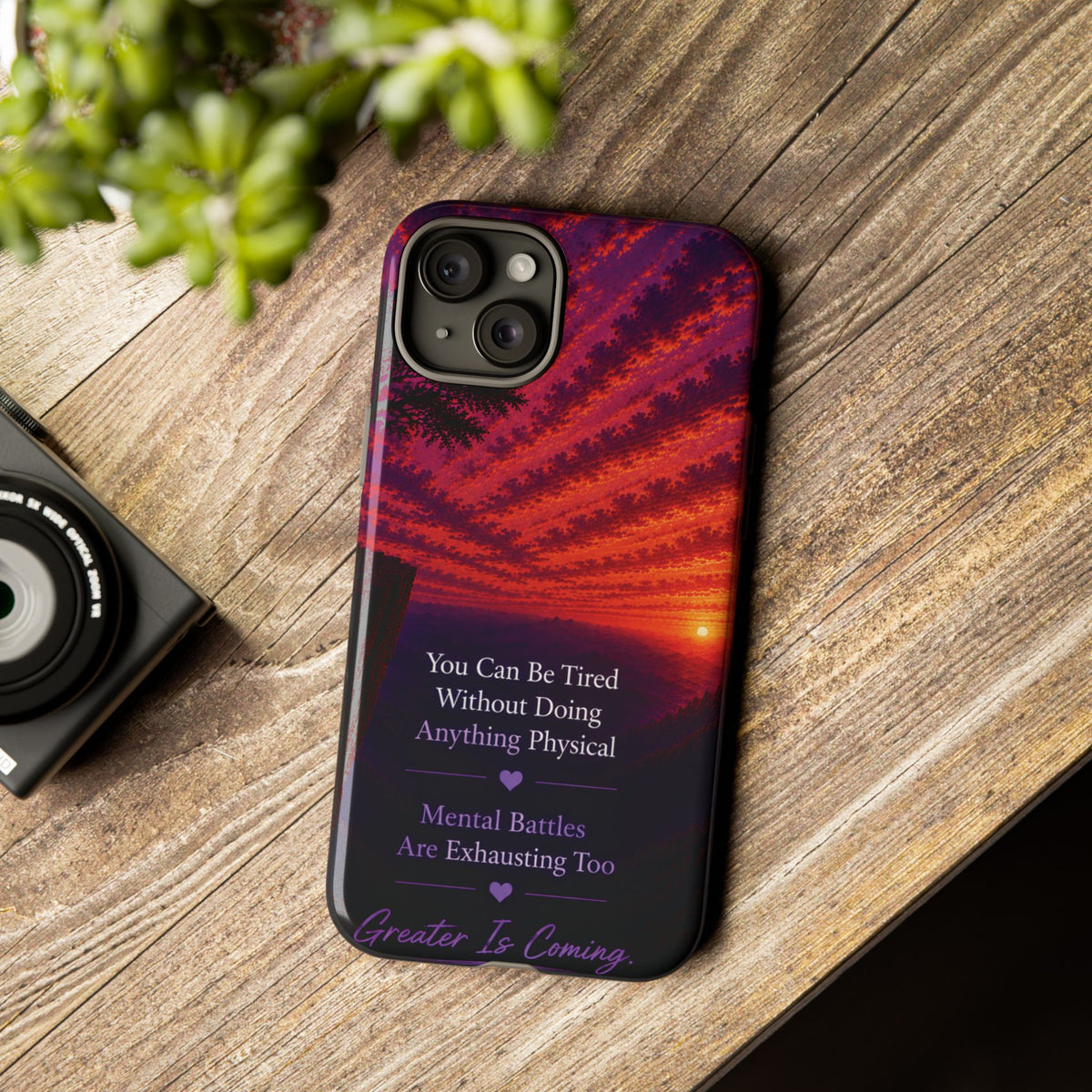 Phone Case — "Greater Is Coming" Inspirational Sunset Design