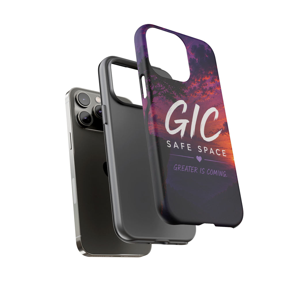 GIC Safe Space Tough Phone Case — "Greater Is Coming" Sunset Design