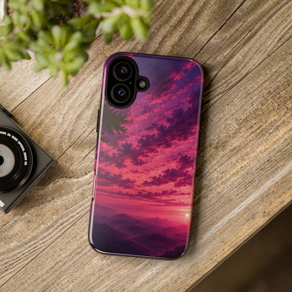 Sunset Mountain Phone Case — Purple Pink Scenic Tough Case