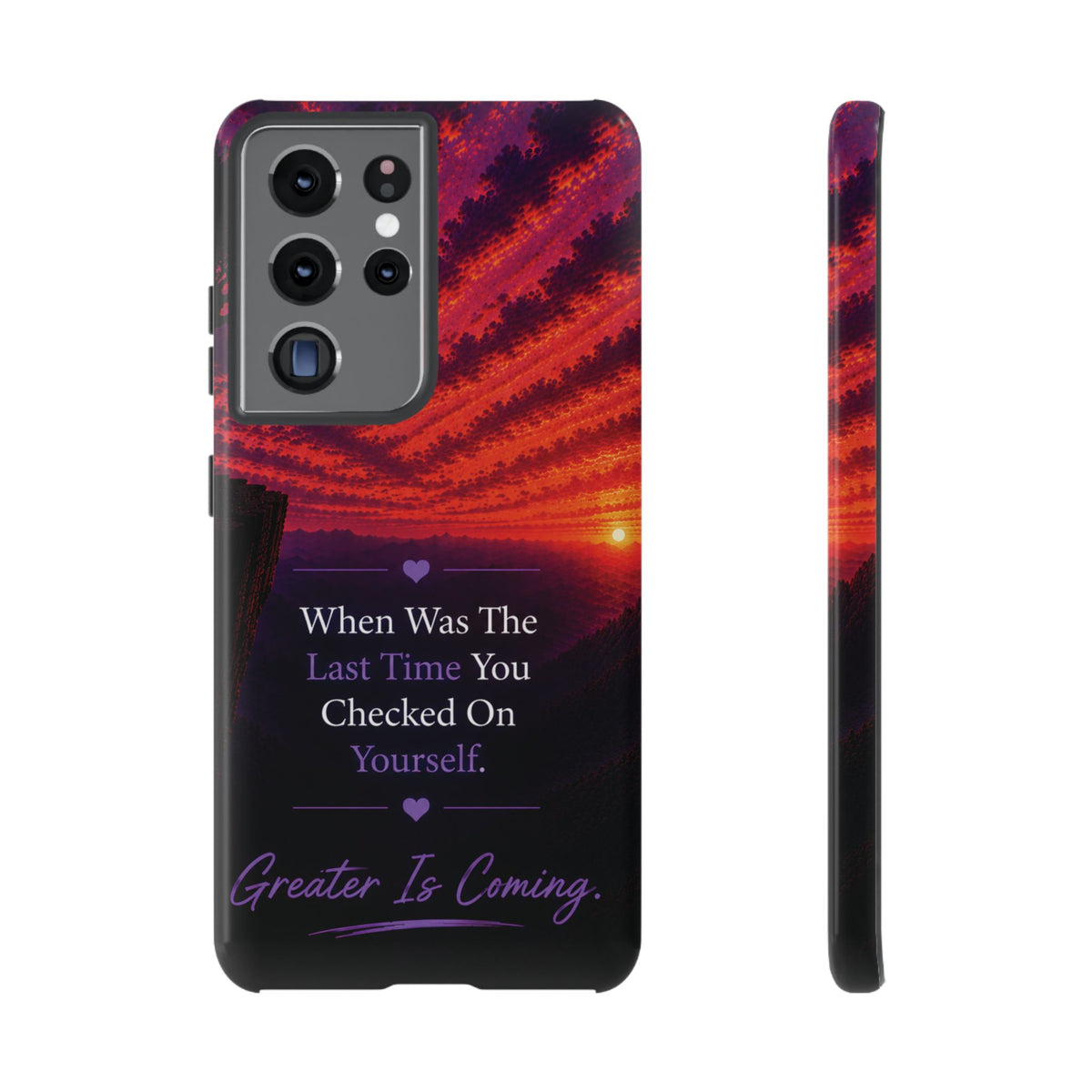 Inspirational Phone Case - "When Was The Last Time You Checked On Yourself?" Sunset Self-Care Quote