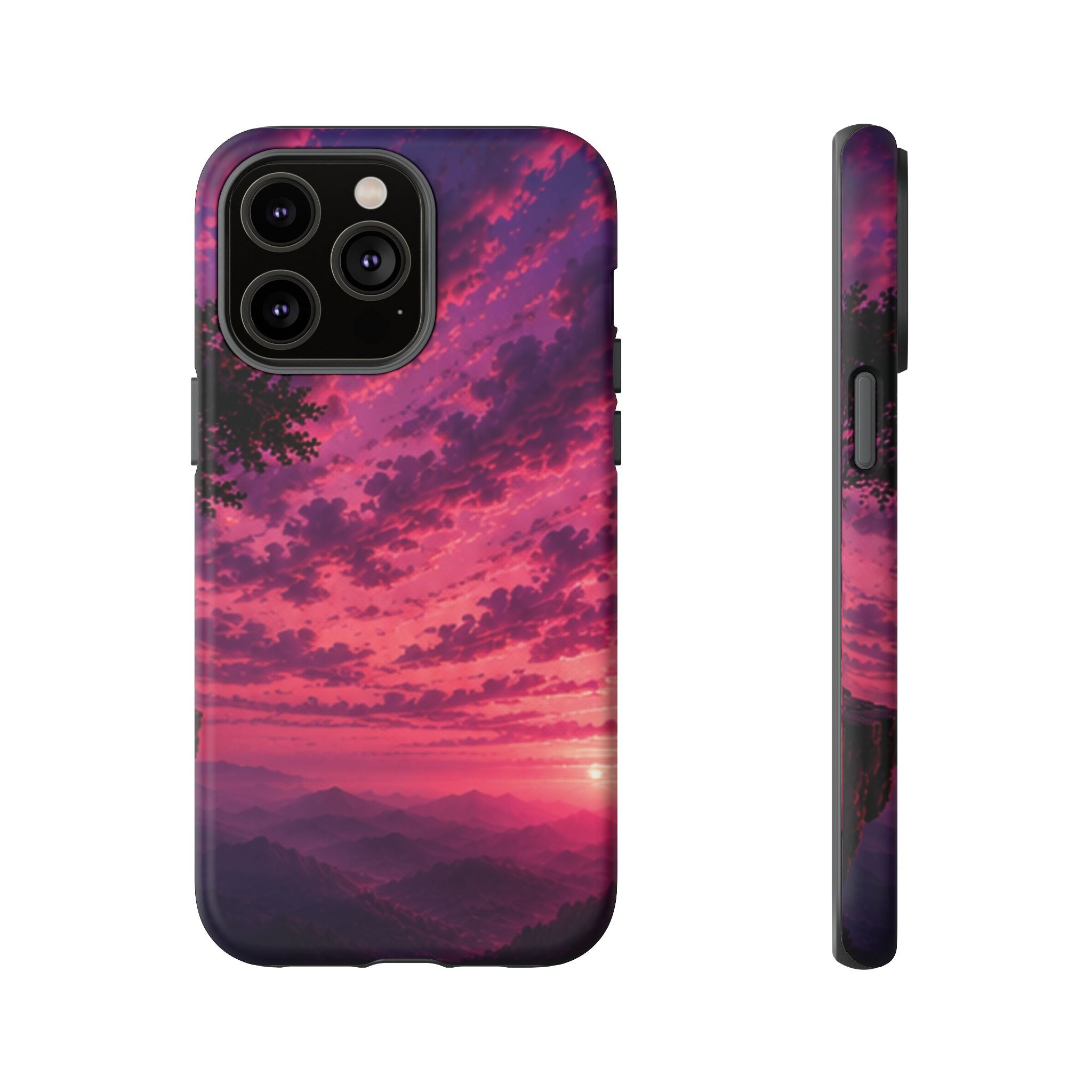 Sunset Mountain Phone Case — Purple Pink Scenic Tough Case