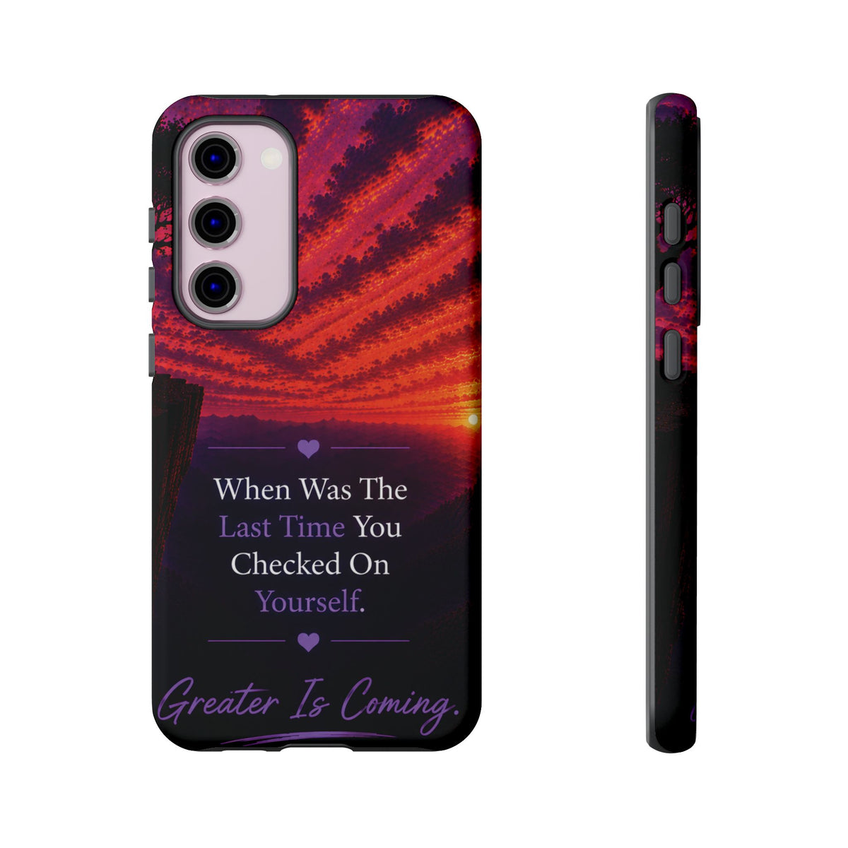 Inspirational Phone Case - "When Was The Last Time You Checked On Yourself?" Sunset Self-Care Quote