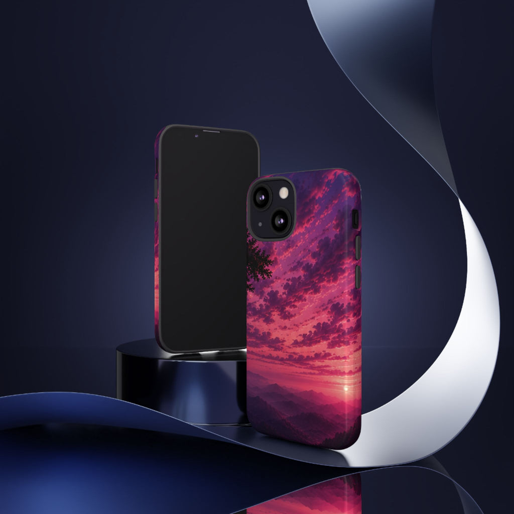 Sunset Mountain Phone Case — Purple Pink Scenic Tough Case