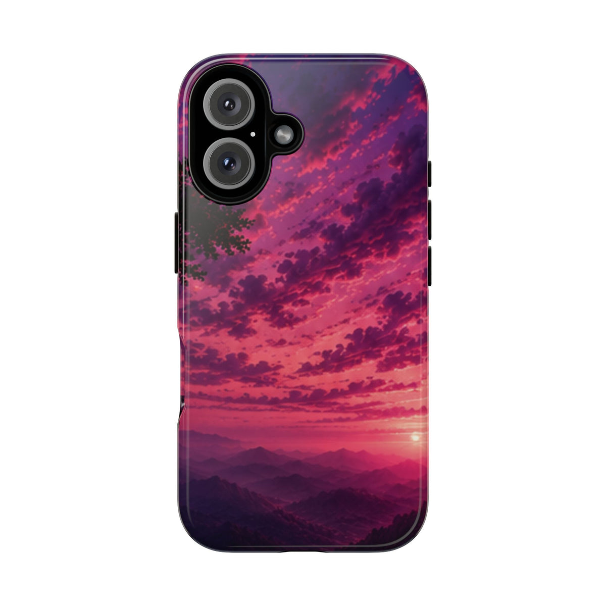 Sunset Mountain Phone Case — Purple Pink Scenic Tough Case