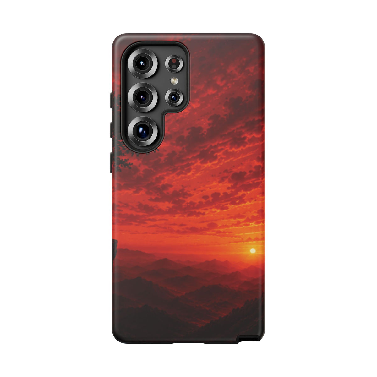 Sunset Mountain Tough Phone Case — Red Horizon Landscape Protective Case