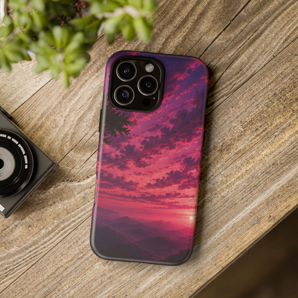 Sunset Mountain Phone Case — Purple Pink Scenic Tough Case