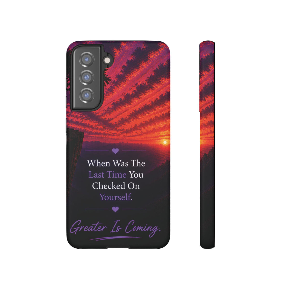 Inspirational Phone Case - "When Was The Last Time You Checked On Yourself?" Sunset Self-Care Quote