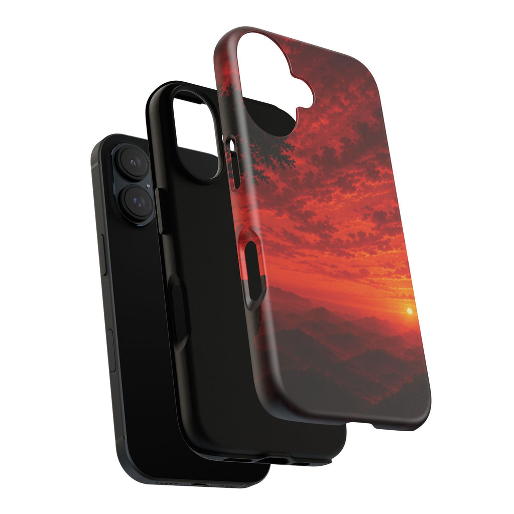 Sunset Mountain Tough Phone Case — Red Horizon Landscape Protective Case