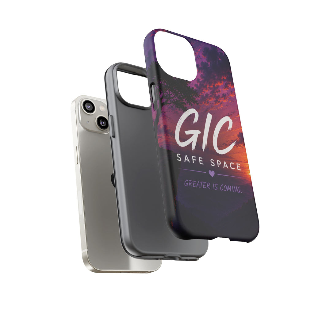 GIC Safe Space Tough Phone Case — "Greater Is Coming" Sunset Design