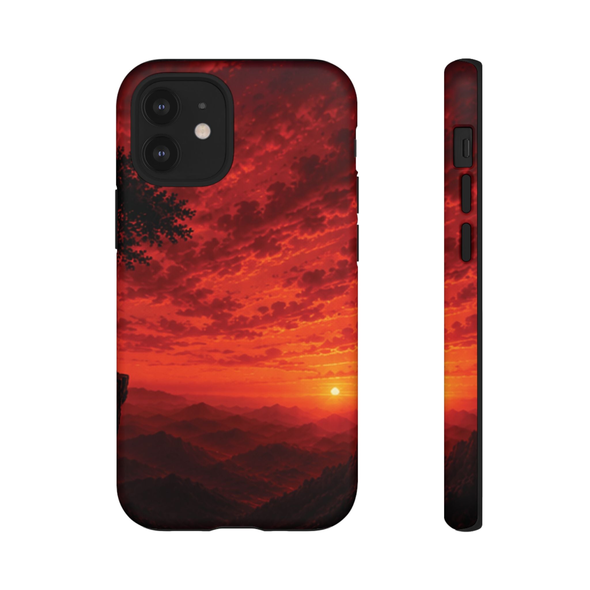 Sunset Mountain Tough Phone Case — Red Horizon Landscape Protective Case