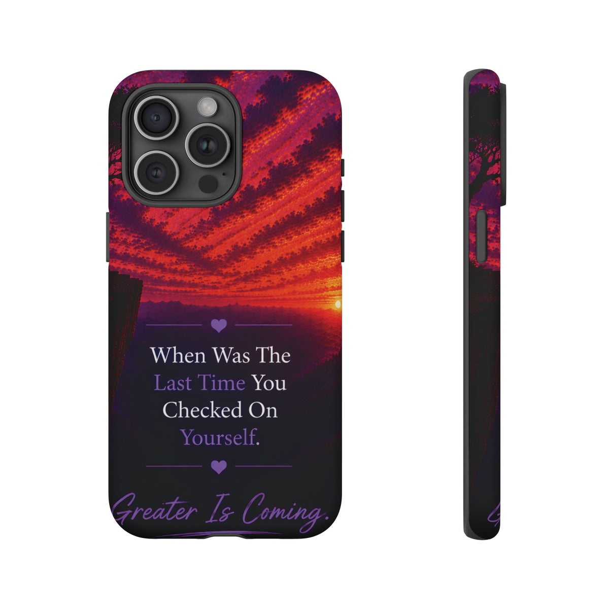 Inspirational Phone Case - "When Was The Last Time You Checked On Yourself?" Sunset Self-Care Quote