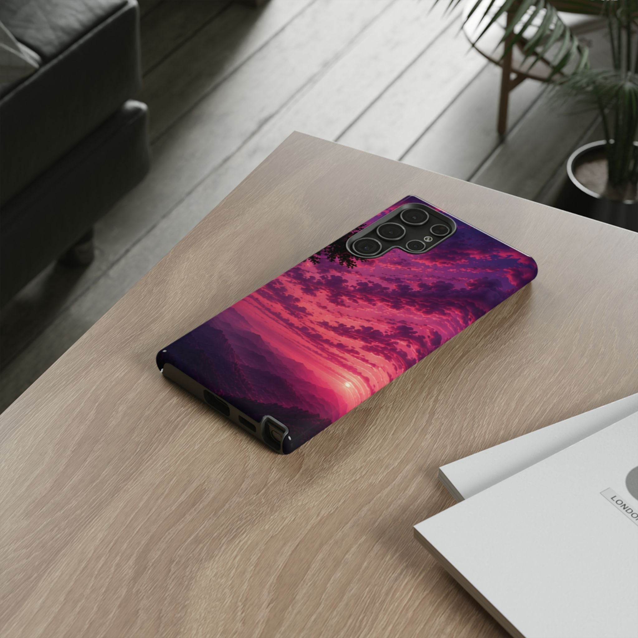 Sunset Mountain Phone Case — Purple Pink Scenic Tough Case