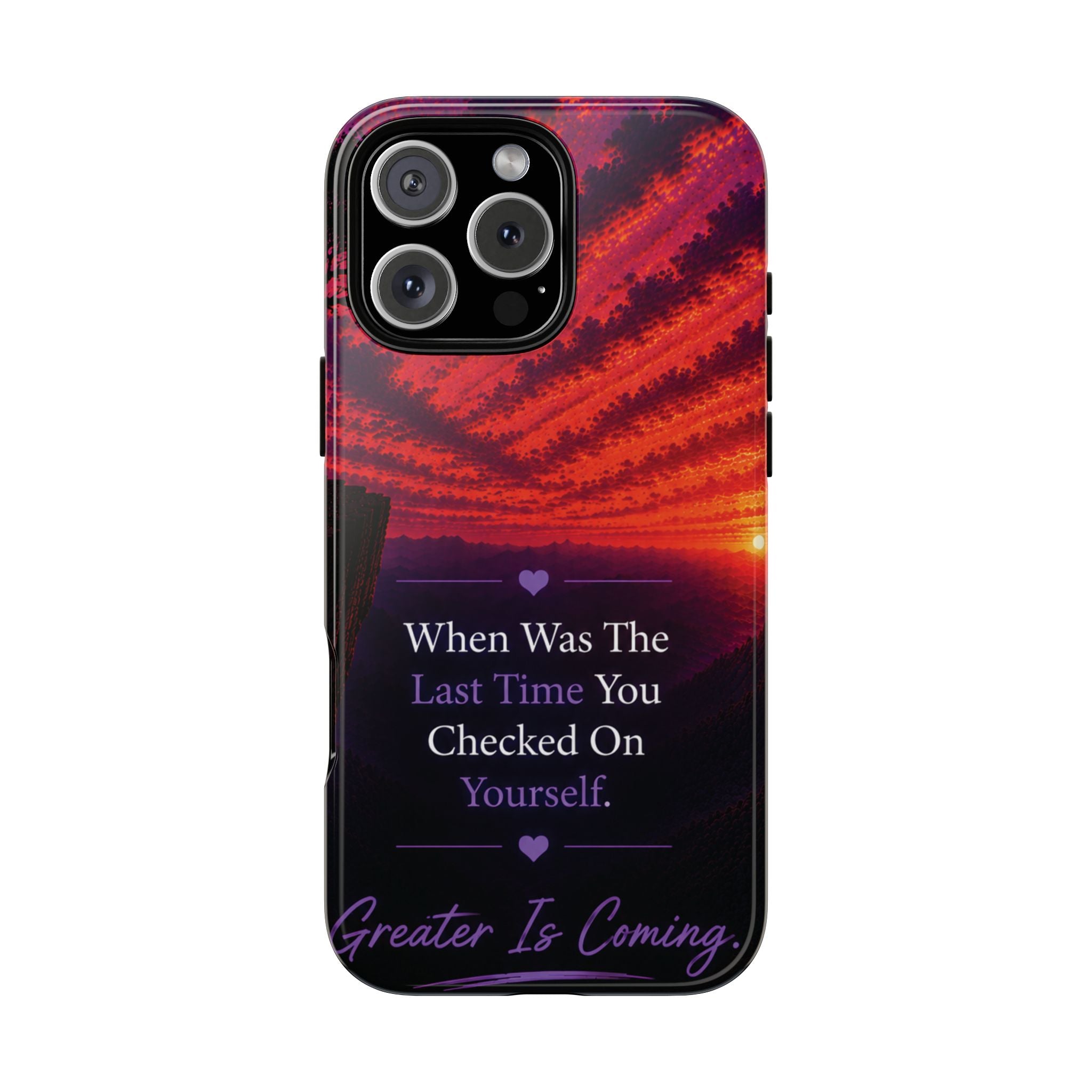 Inspirational Phone Case - "When Was The Last Time You Checked On Yourself?" Sunset Self-Care Quote