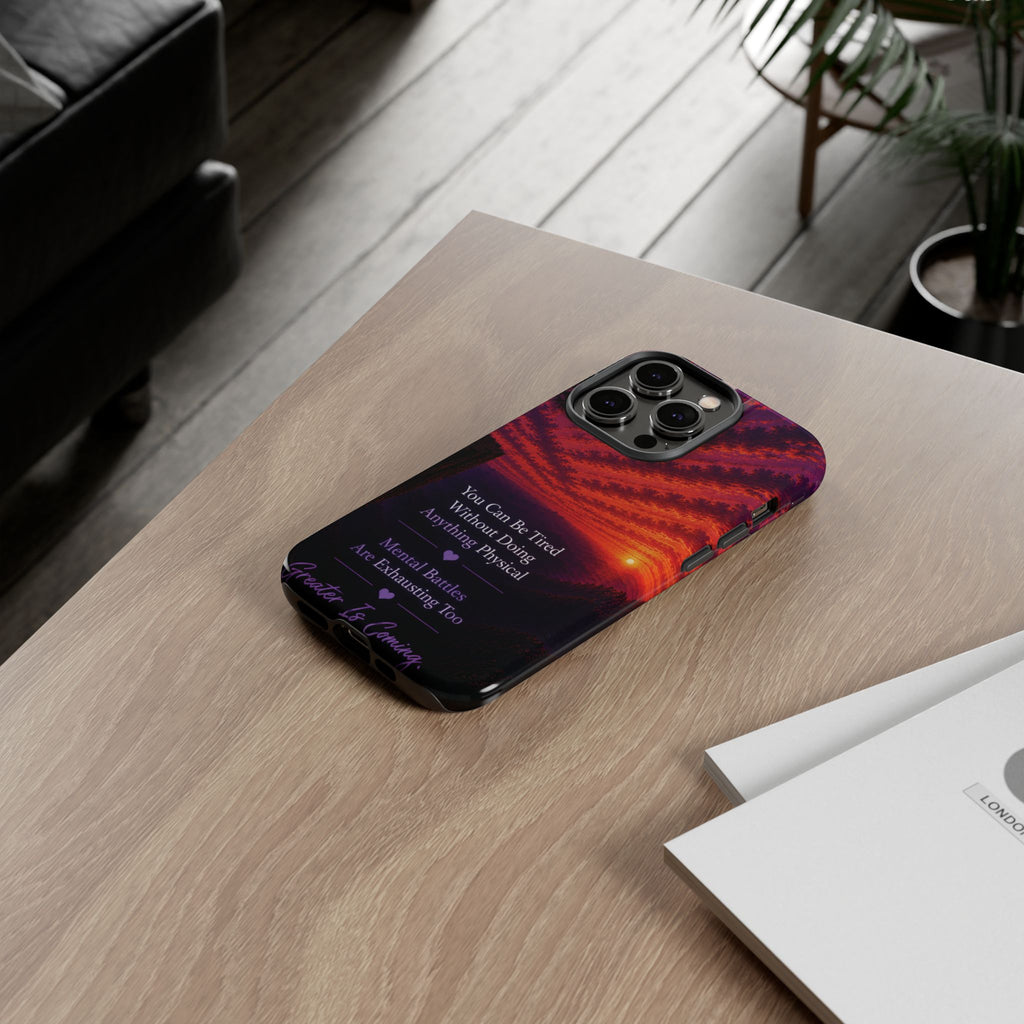 Phone Case — "Greater Is Coming" Inspirational Sunset Design