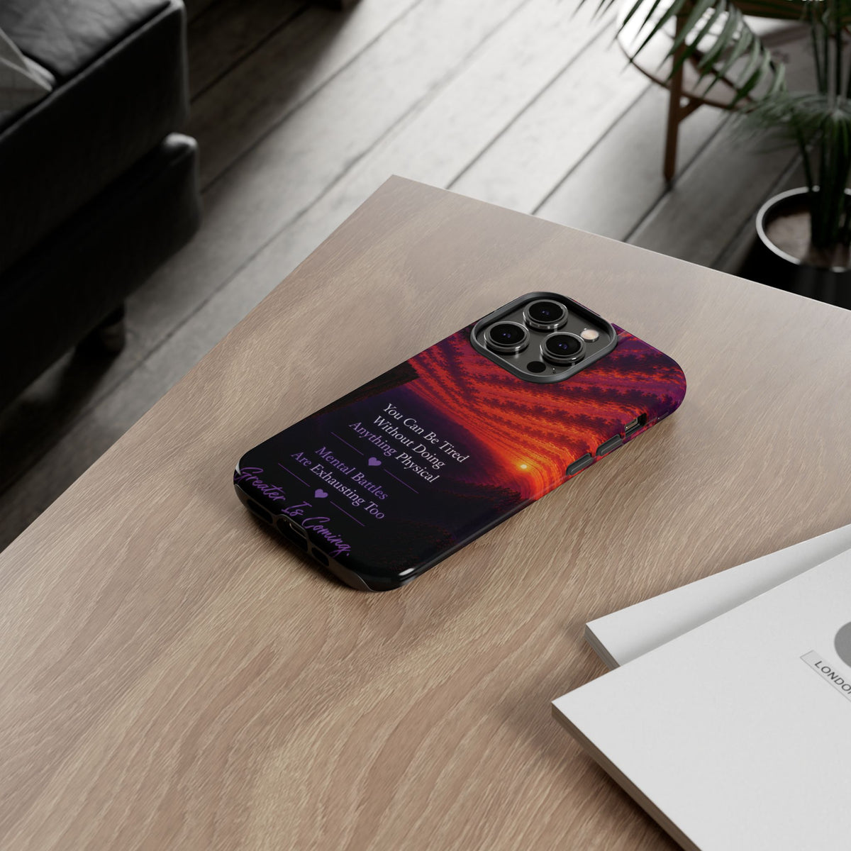 Phone Case — "Greater Is Coming" Inspirational Sunset Design