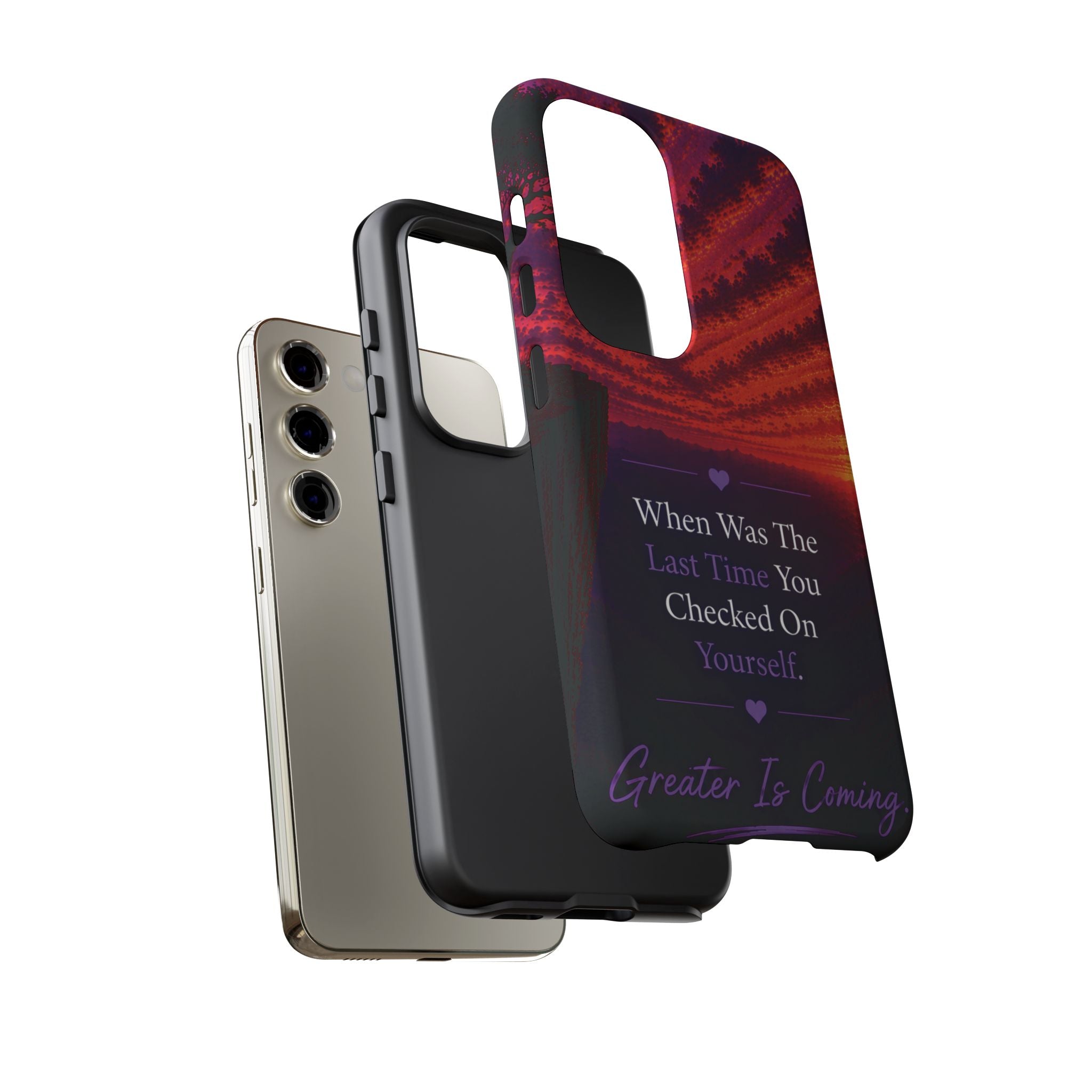 Inspirational Phone Case - "When Was The Last Time You Checked On Yourself?" Sunset Self-Care Quote