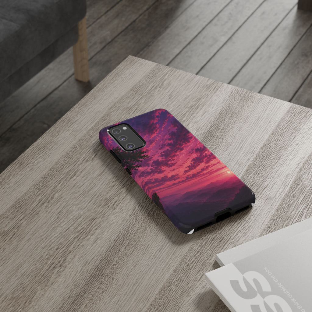 Sunset Mountain Phone Case — Purple Pink Scenic Tough Case