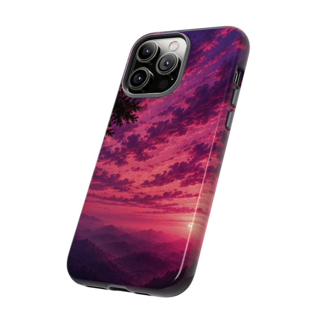 Sunset Mountain Phone Case — Purple Pink Scenic Tough Case