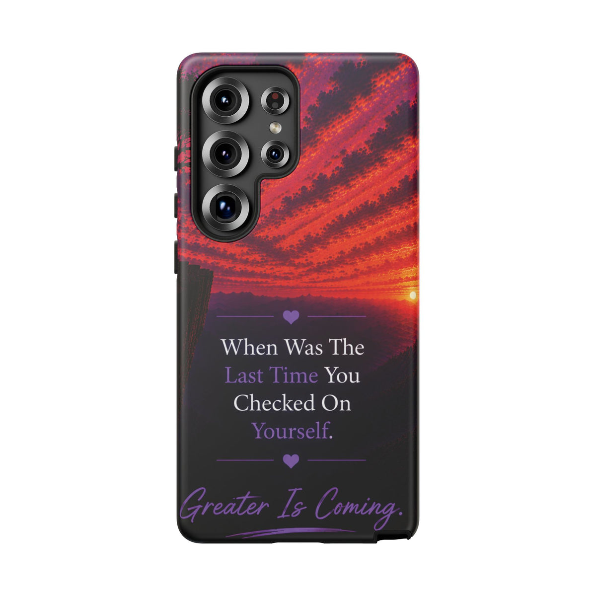Inspirational Phone Case - "When Was The Last Time You Checked On Yourself?" Sunset Self-Care Quote