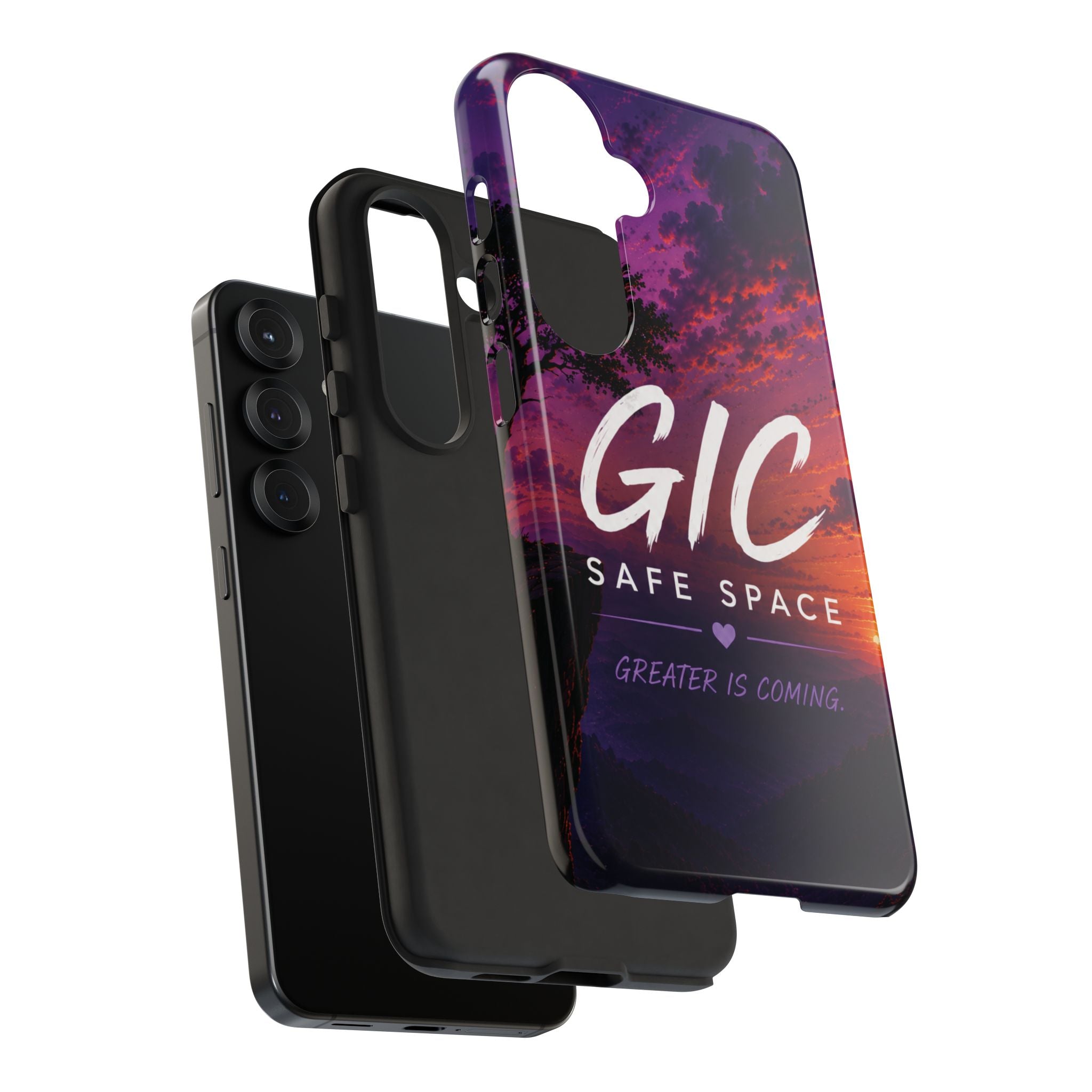 GIC Safe Space Tough Phone Case — "Greater Is Coming" Sunset Design