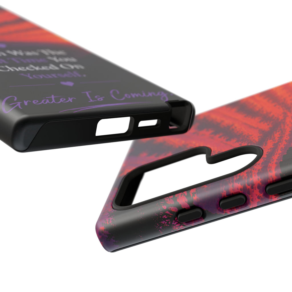 Inspirational Phone Case - "When Was The Last Time You Checked On Yourself?" Sunset Self-Care Quote
