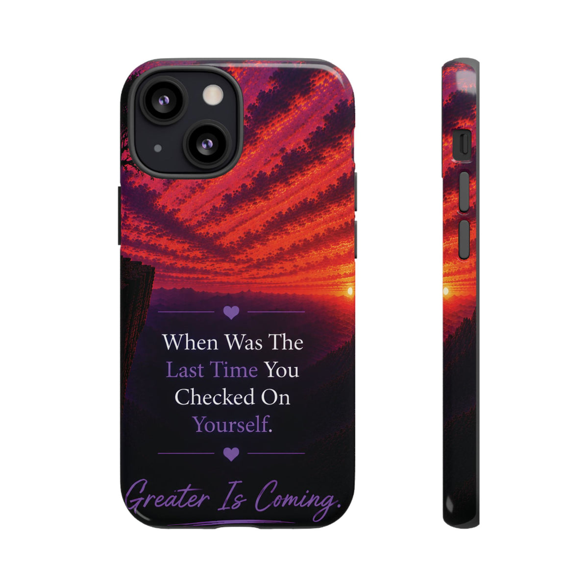 Inspirational Phone Case - "When Was The Last Time You Checked On Yourself?" Sunset Self-Care Quote
