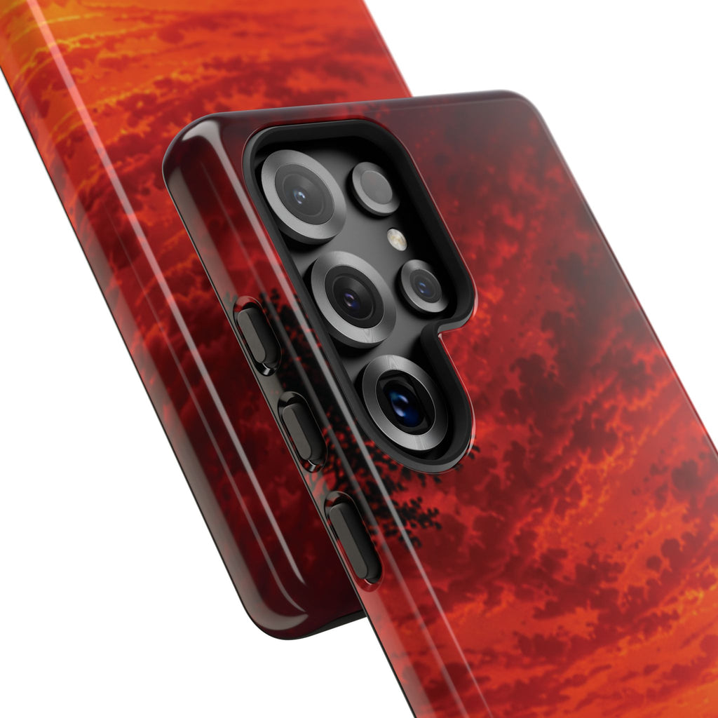 Sunset Mountain Tough Phone Case — Red Horizon Landscape Protective Case