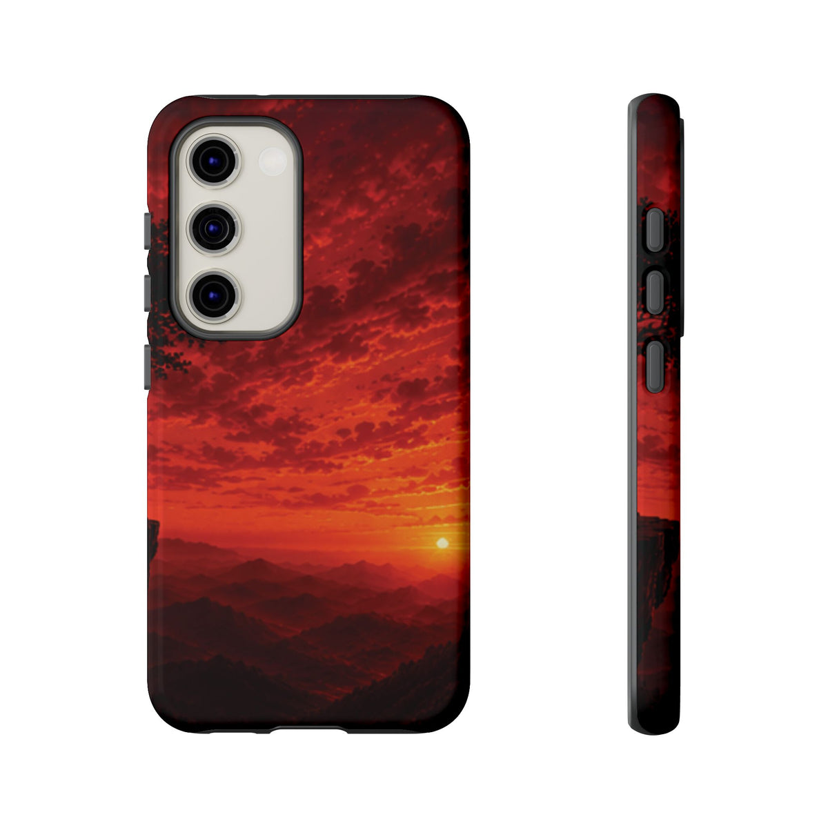 Sunset Mountain Tough Phone Case — Red Horizon Landscape Protective Case