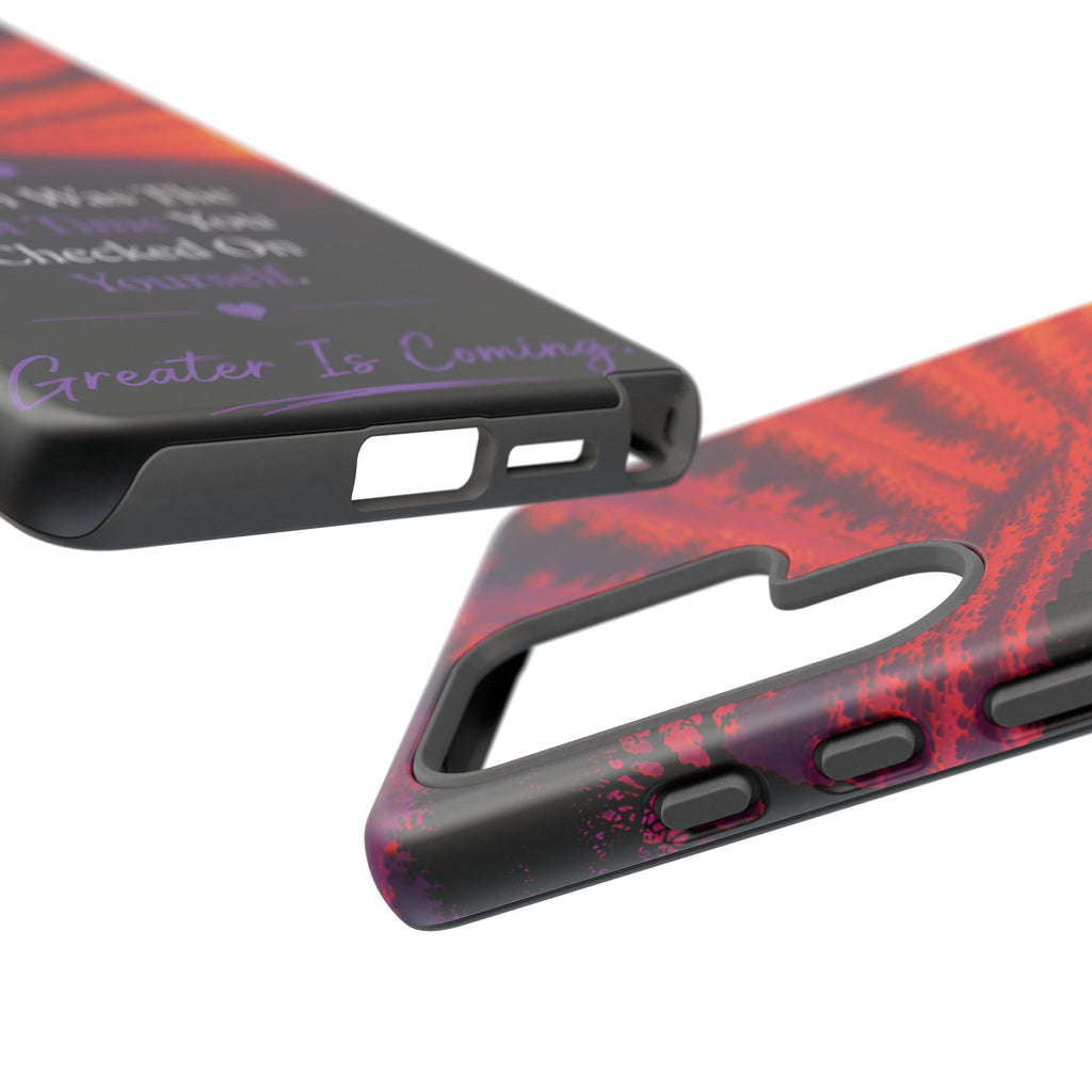 Inspirational Phone Case - "When Was The Last Time You Checked On Yourself?" Sunset Self-Care Quote