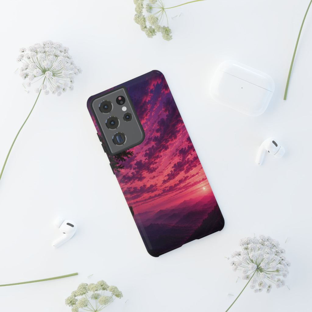 Sunset Mountain Phone Case — Purple Pink Scenic Tough Case