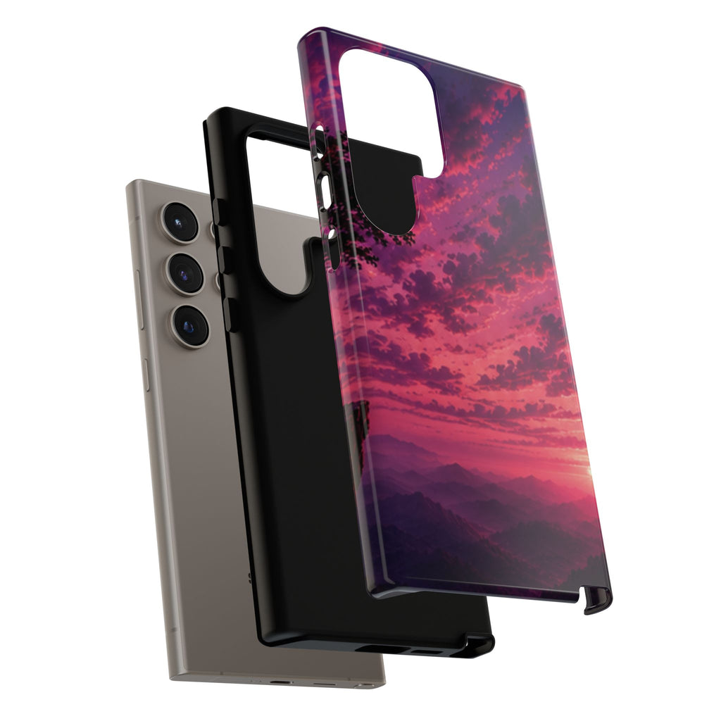 Sunset Mountain Phone Case — Purple Pink Scenic Tough Case