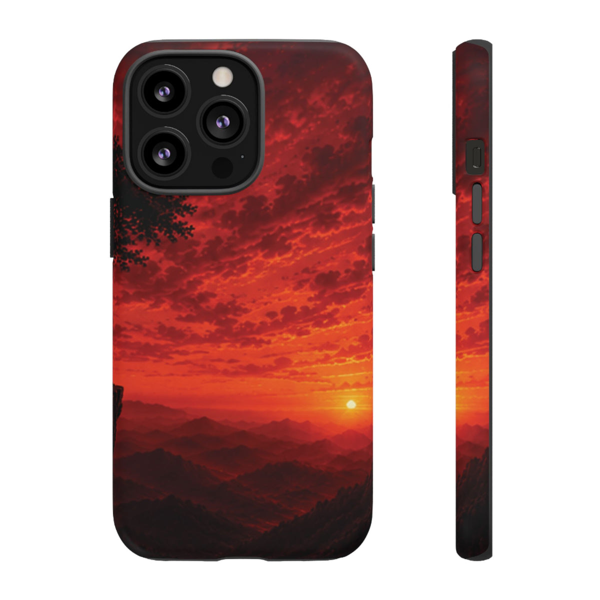 Sunset Mountain Tough Phone Case — Red Horizon Landscape Protective Case