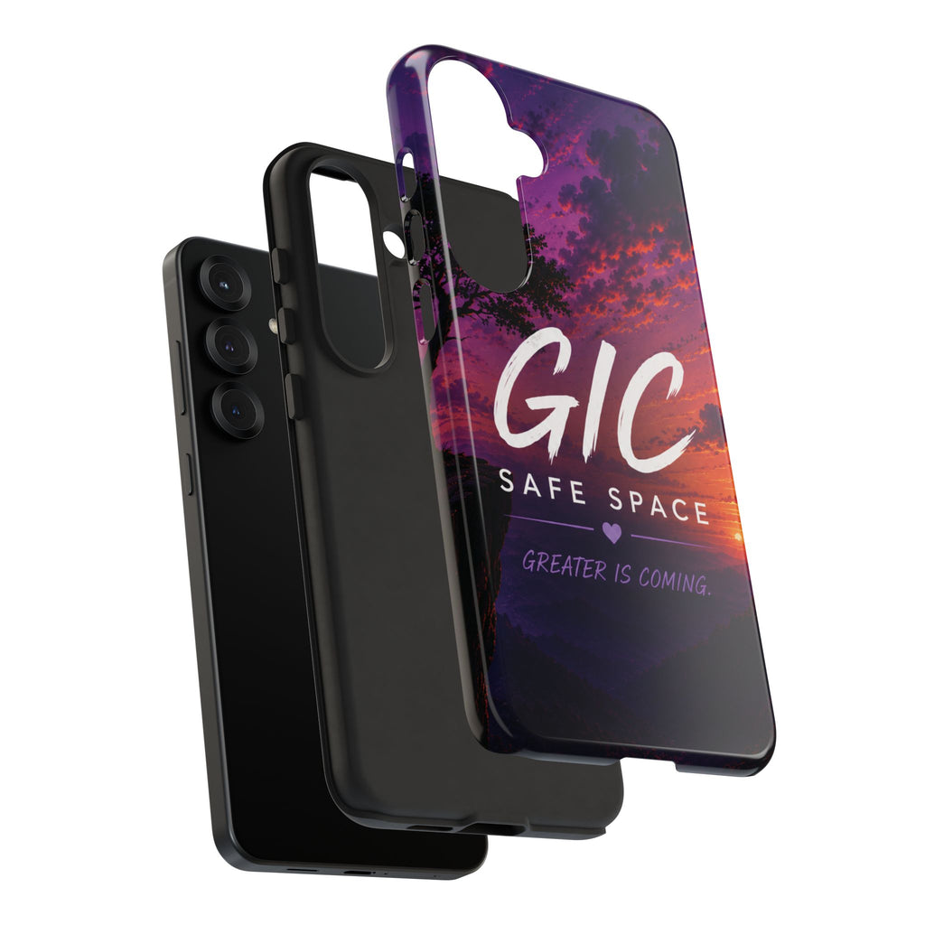 GIC Safe Space Tough Phone Case — "Greater Is Coming" Sunset Design