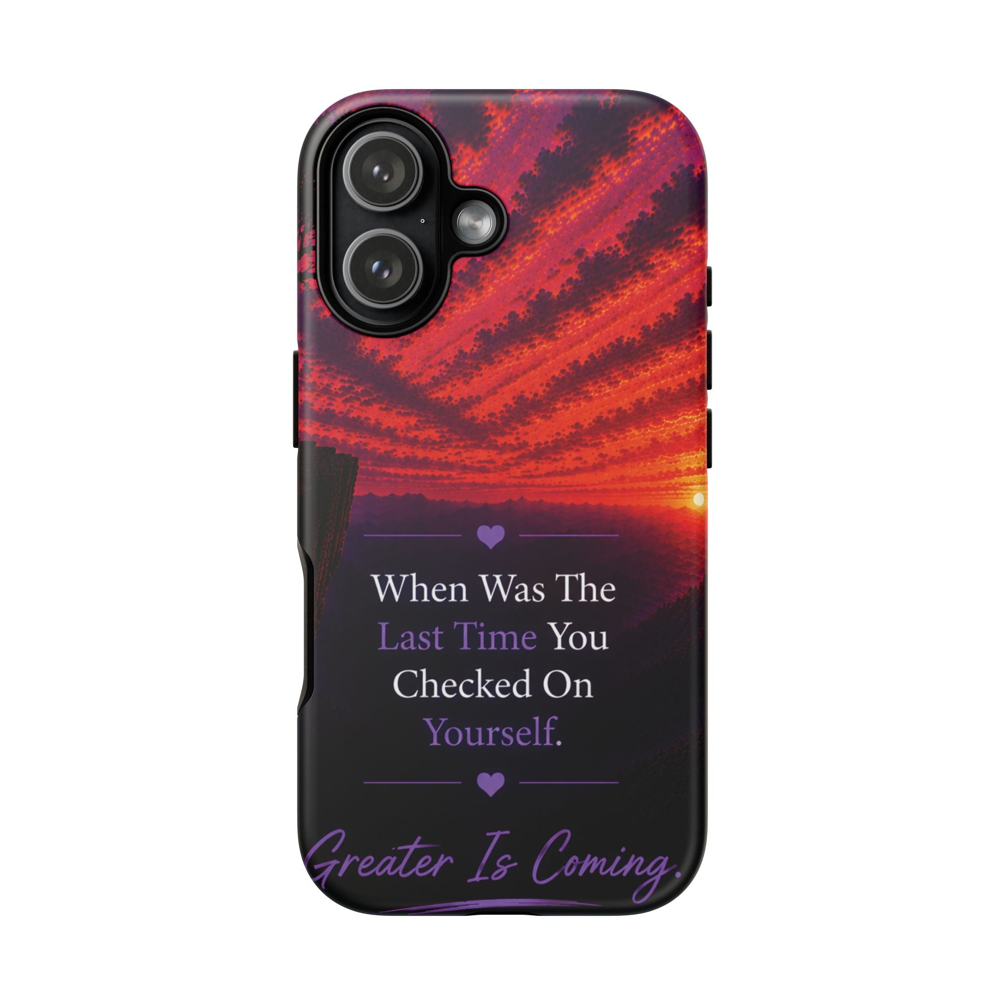 Inspirational Phone Case - "When Was The Last Time You Checked On Yourself?" Sunset Self-Care Quote