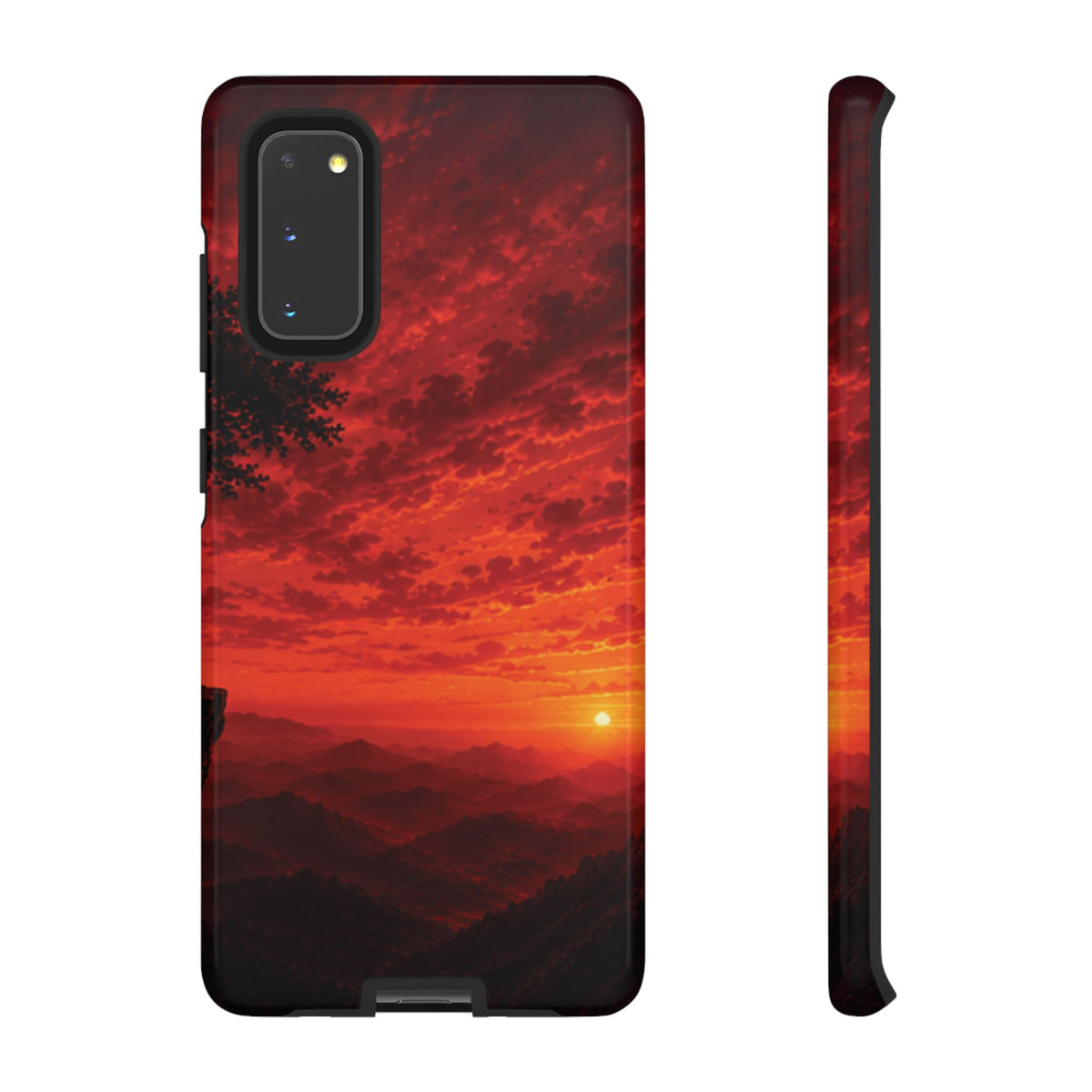 Sunset Mountain Tough Phone Case — Red Horizon Landscape Protective Case