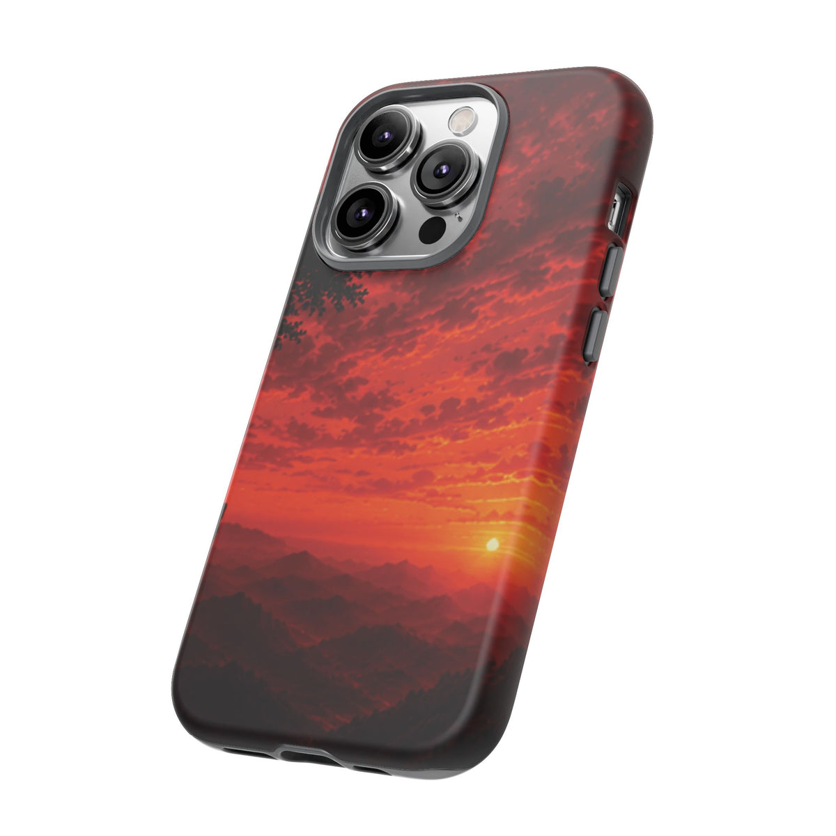 Sunset Mountain Tough Phone Case — Red Horizon Landscape Protective Case