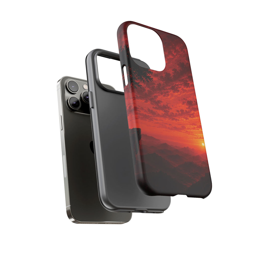 Sunset Mountain Tough Phone Case — Red Horizon Landscape Protective Case