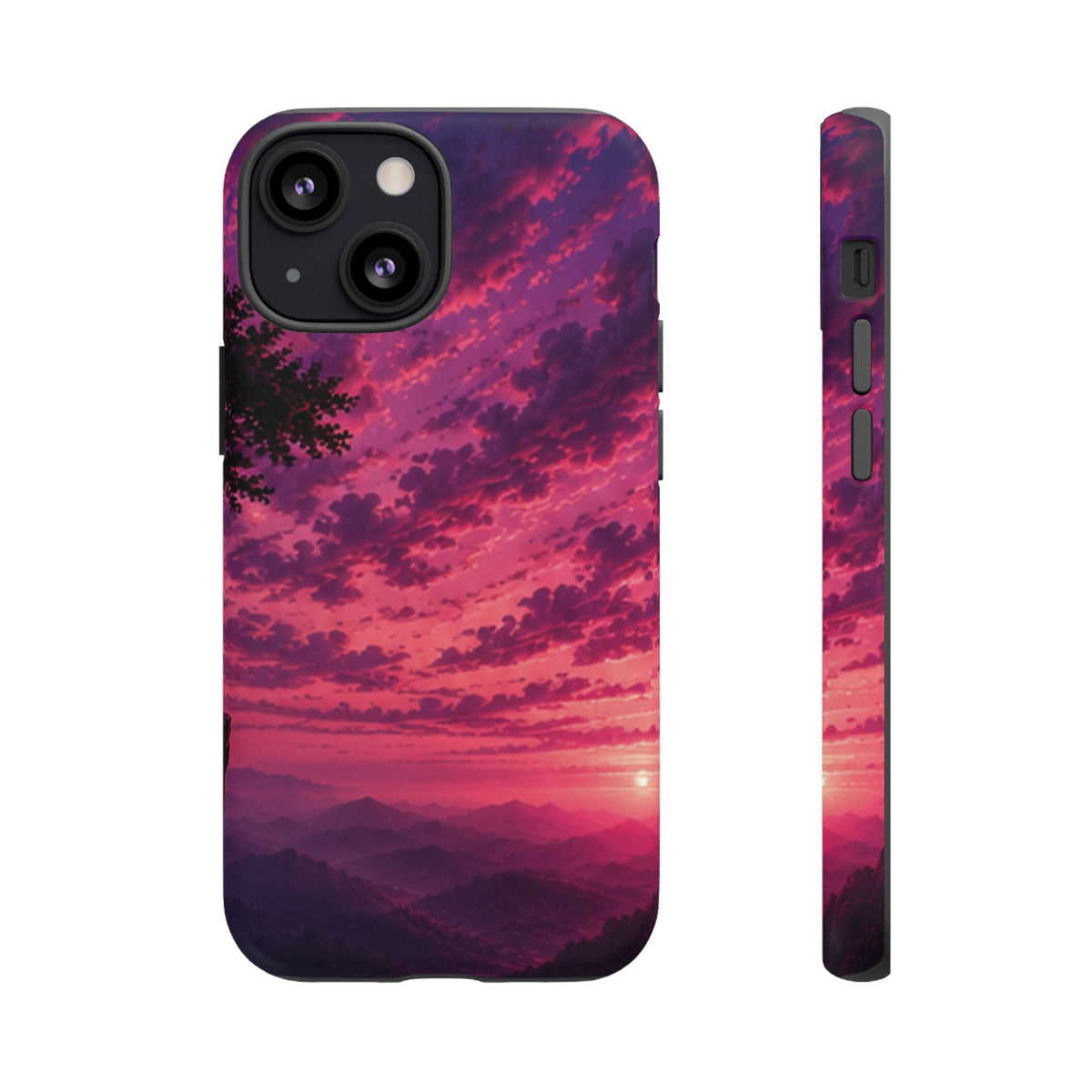 Sunset Mountain Phone Case — Purple Pink Scenic Tough Case