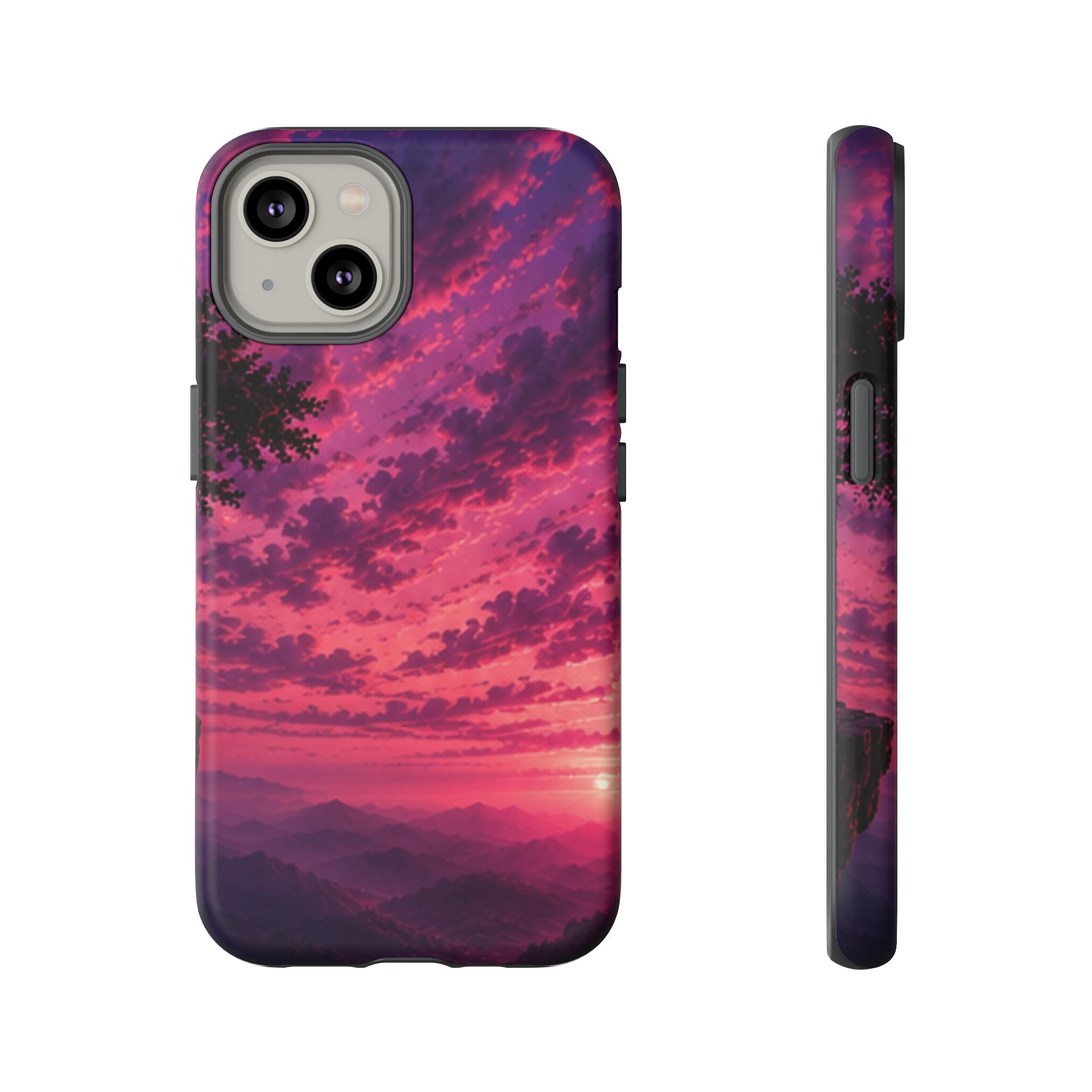 Sunset Mountain Phone Case — Purple Pink Scenic Tough Case