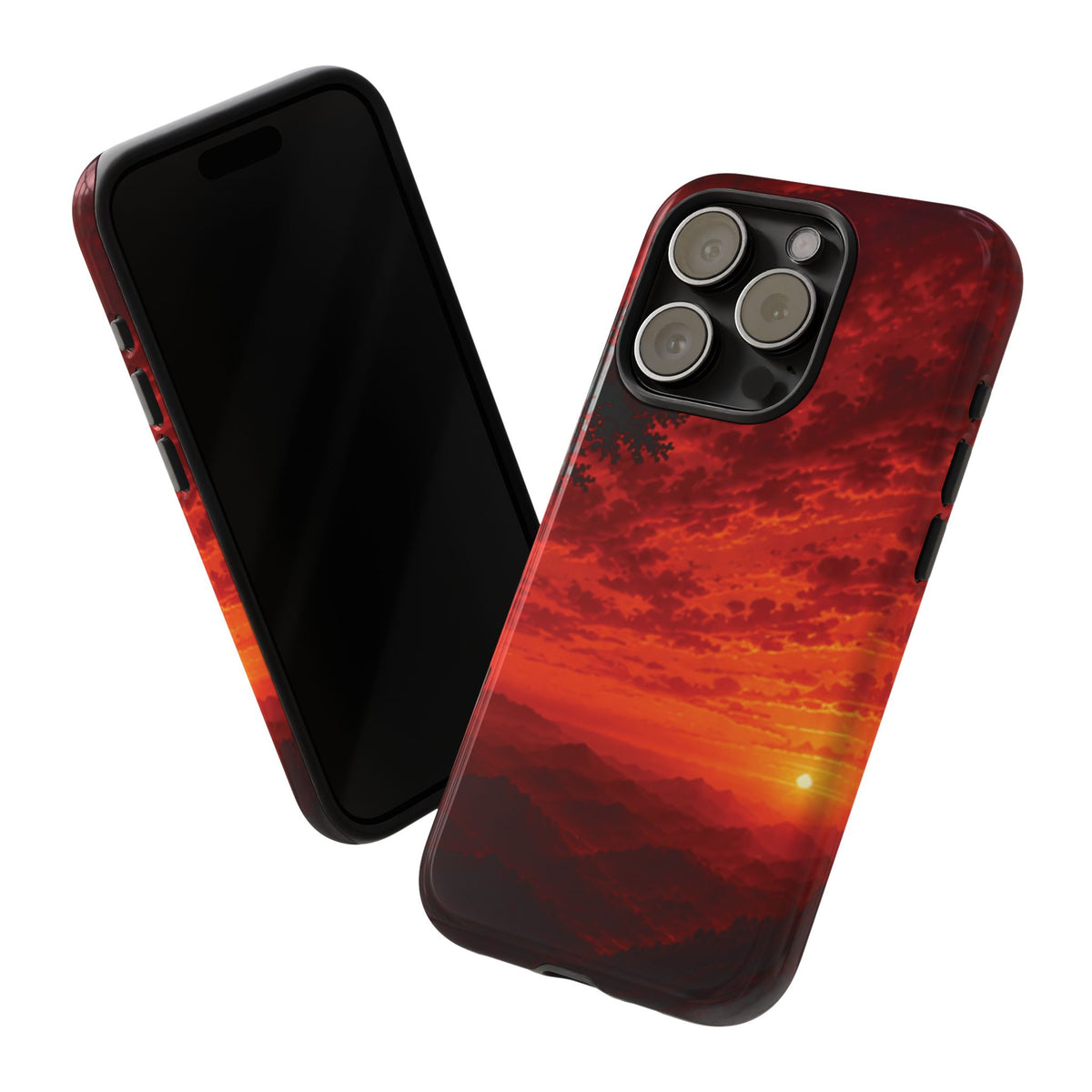 Sunset Mountain Tough Phone Case — Red Horizon Landscape Protective Case