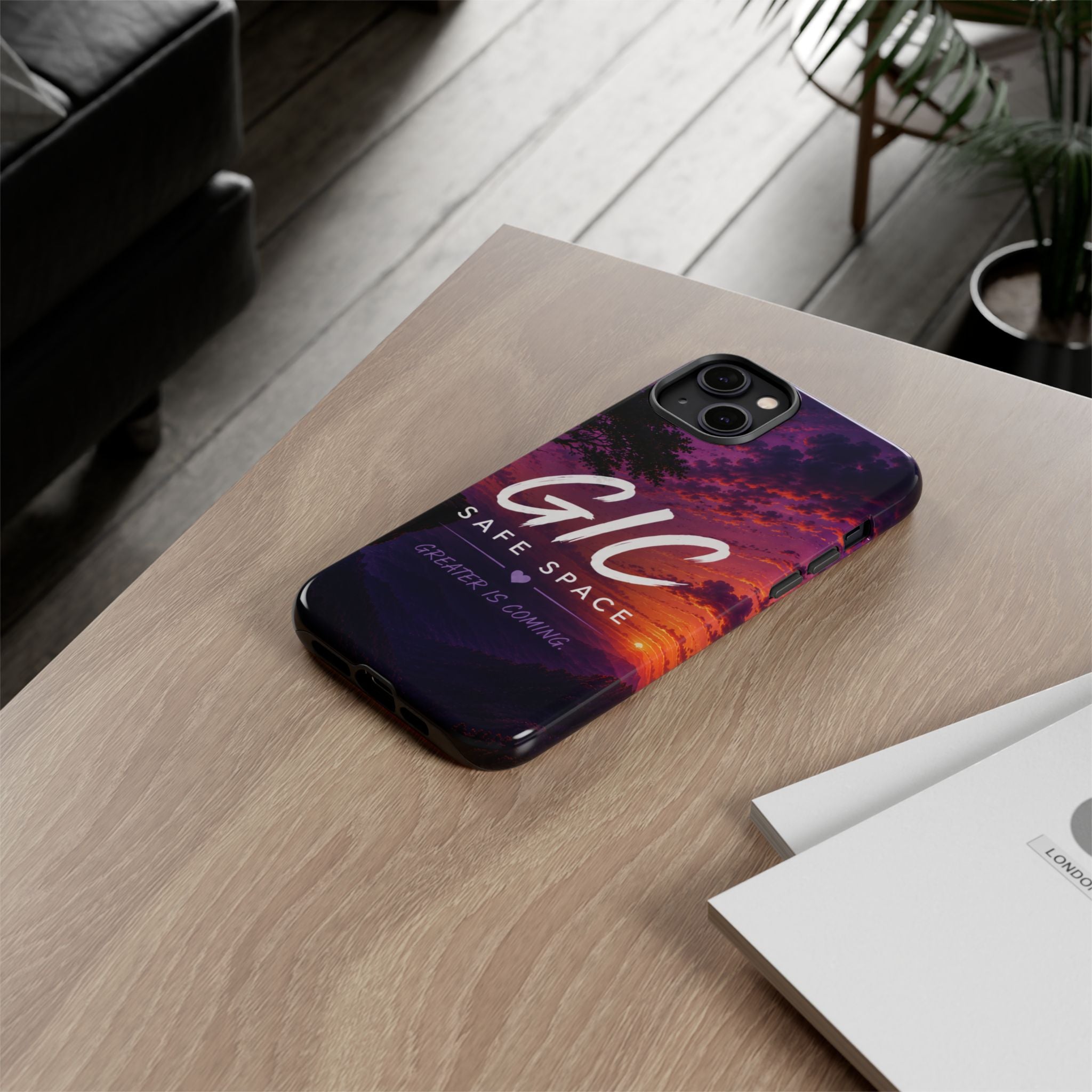 GIC Safe Space Tough Phone Case — "Greater Is Coming" Sunset Design