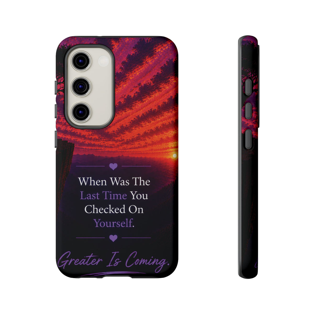 Inspirational Phone Case - "When Was The Last Time You Checked On Yourself?" Sunset Self-Care Quote