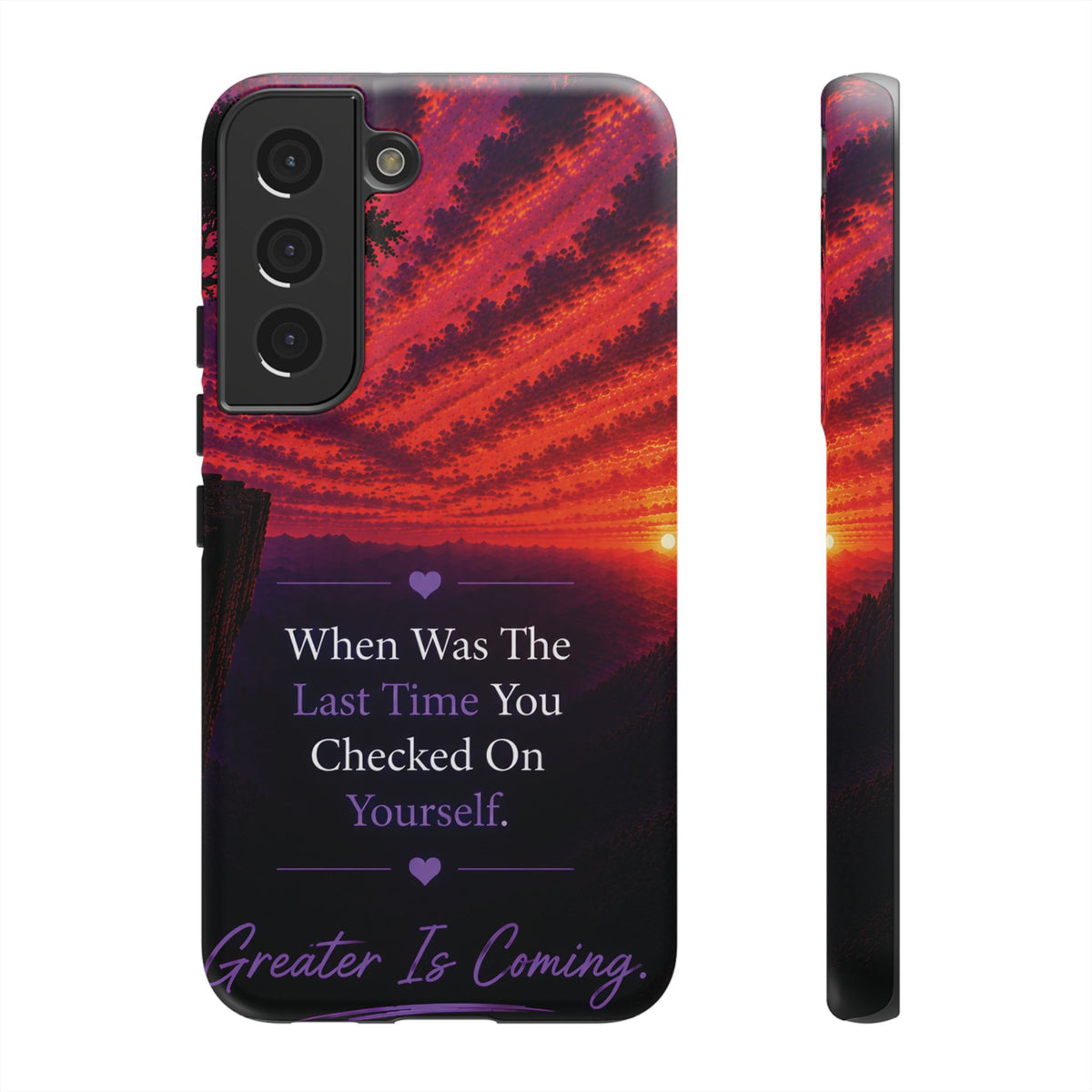 Inspirational Phone Case - "When Was The Last Time You Checked On Yourself?" Sunset Self-Care Quote