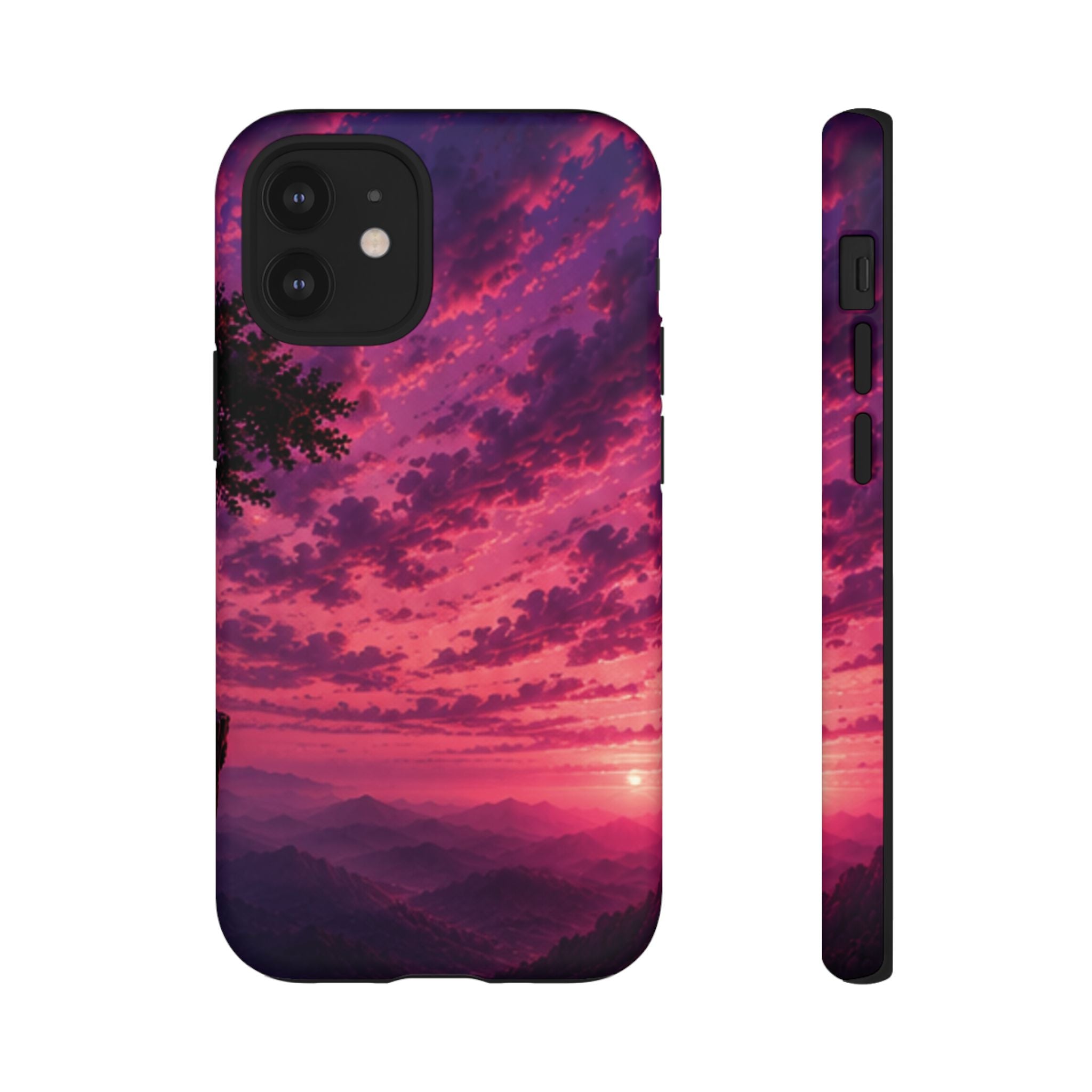 Sunset Mountain Phone Case — Purple Pink Scenic Tough Case