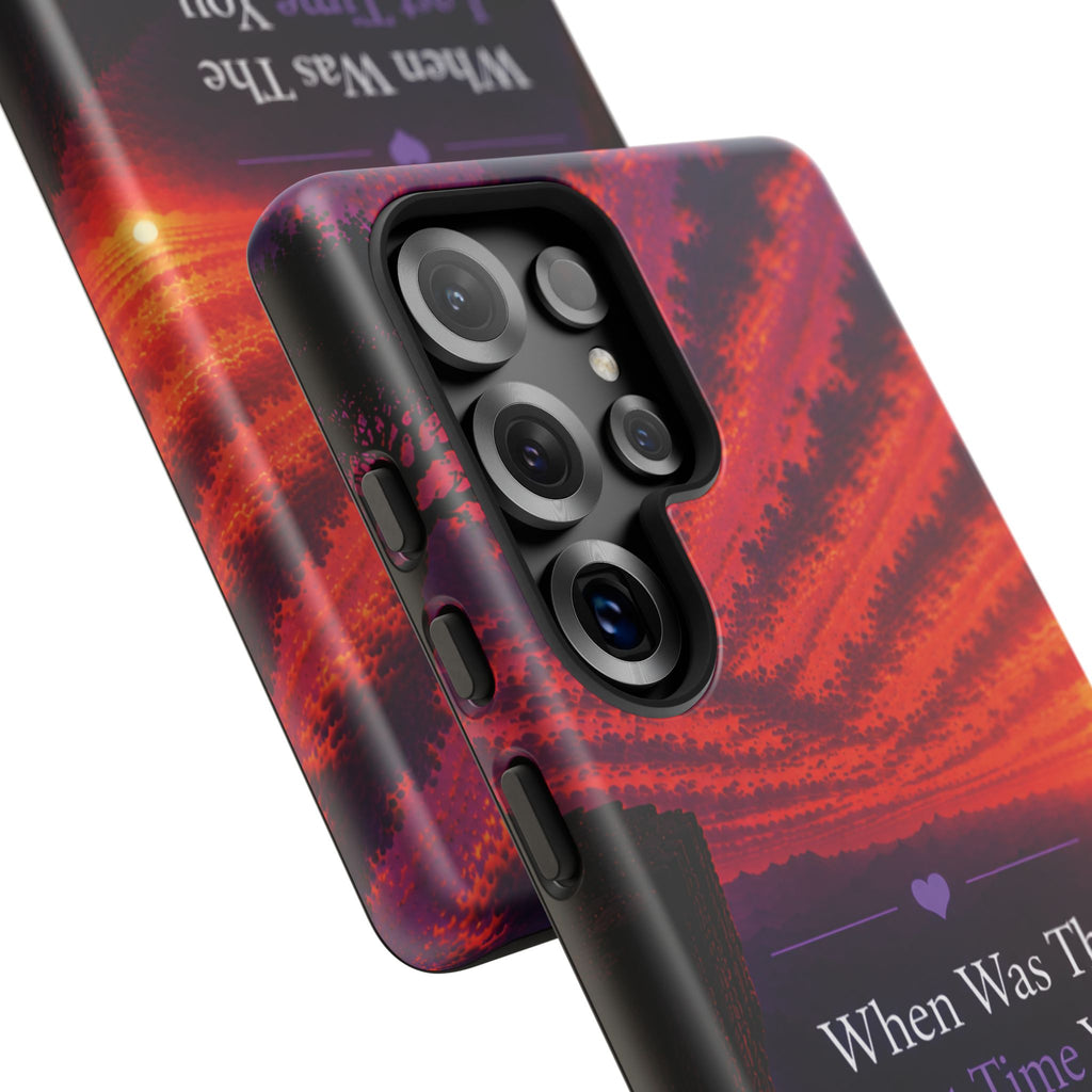 Inspirational Phone Case - "When Was The Last Time You Checked On Yourself?" Sunset Self-Care Quote