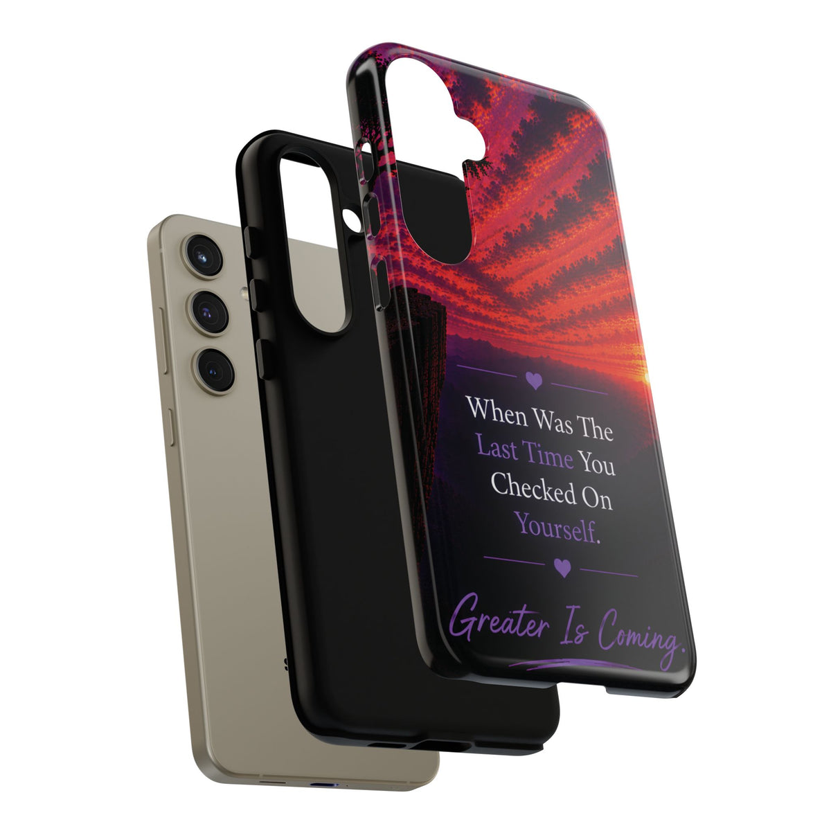 Inspirational Phone Case - "When Was The Last Time You Checked On Yourself?" Sunset Self-Care Quote